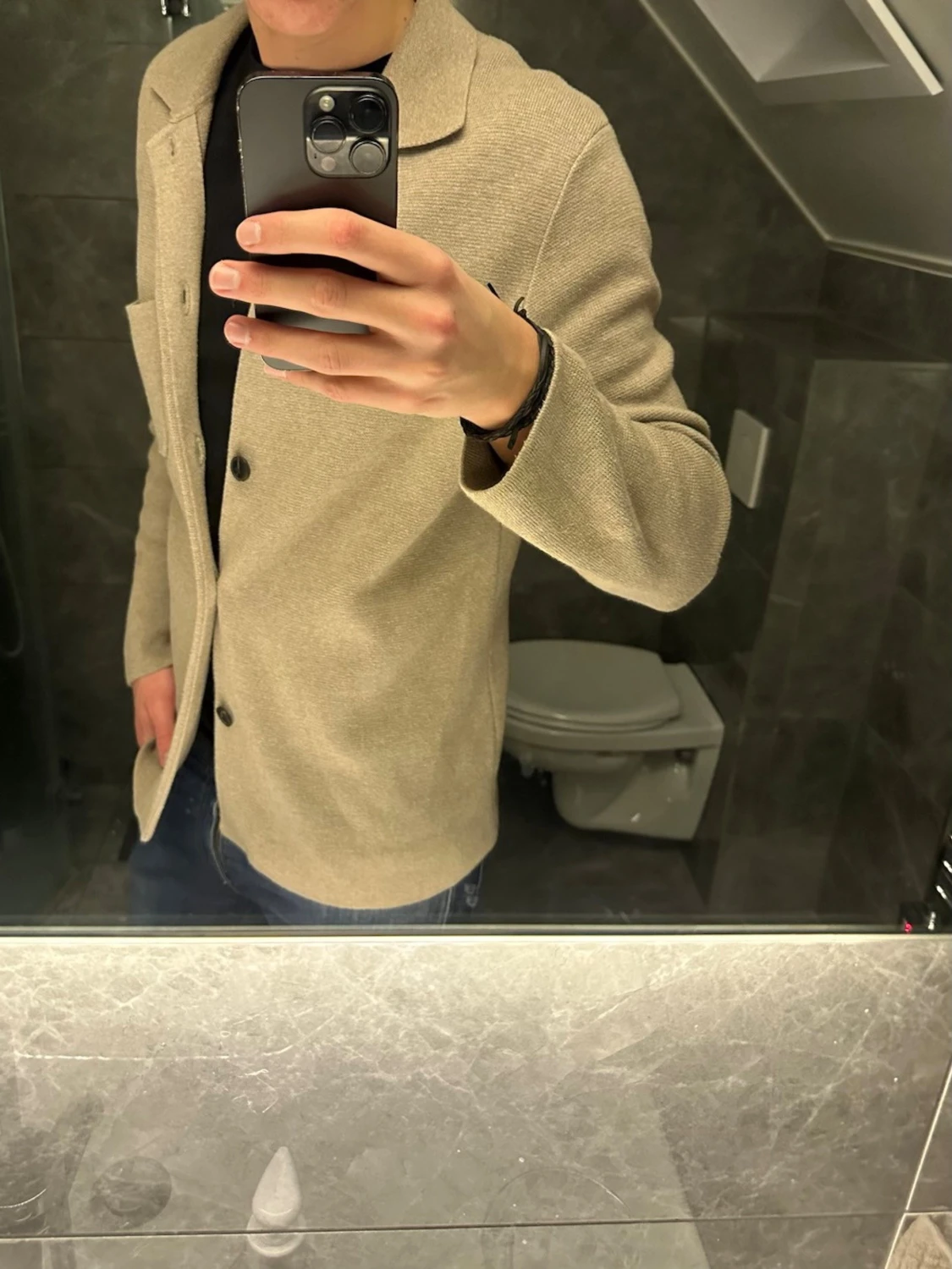 Beige kofta med fickor  - 1