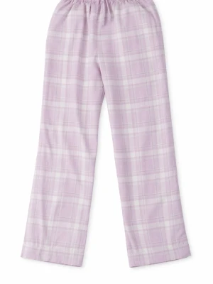 Ljuslila rutiga pyjamasbyxor - Mysiga pyjamasbyxor i ljuslila med vitt rutmönster. Byxorna har resår och dragsko i midjan för skön passform. Tillverkade i mjukt tyg som passar perfekt för hemmakvällar och slappa dagar.