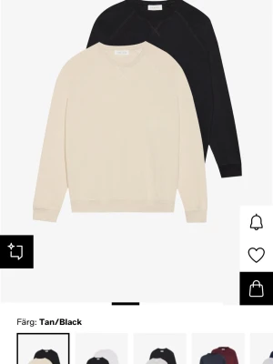 Beige och svart crewneck från Les Deux - Två stilrena crewneck-tröjor från Les Deux i färgerna beige och svart. Klassisk passform med rund halsringning och ribbade muddar. Perfekt för en clean och enkel look. Materialet är mjukt och bekvämt, passar till många outfits.(gick inte att sälja tillbaka till Zalando så säljer här) ni får den för billigare pris (2 tröjorpp köpet)