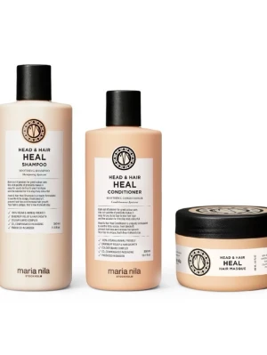 Maria Nila Head & Hair Heal set nästan helt fulla - Säljer mitt Maria Nila Head & Hair Heal Trio (schampo 350 ml, balsam 300 ml & masque 250 ml). Använda endast 2 gånger, alltså nästan helt fulla. Köpta nya. Säljs då serien inte passade min hårtyp. Nypris ca 800–900 kr. Säljes för 450 kr.  Skickar inom 1–2 dagar efter betalning 📦✨ Hör gärna av dig vid frågor!