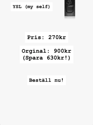 En inspirerande parfym av (YSL) - YSL My Self Eau de Parfum är en lyxig parfym i en elegant, svart rektangulär flaska med YSL-loggan i relief på framsidan. Flaskan har en modern och stilren design som passar perfekt på parfymhyllan.