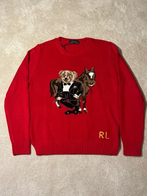 Röd stickad tröja Polo Ralph Lauren - Xs/s , fint skick!