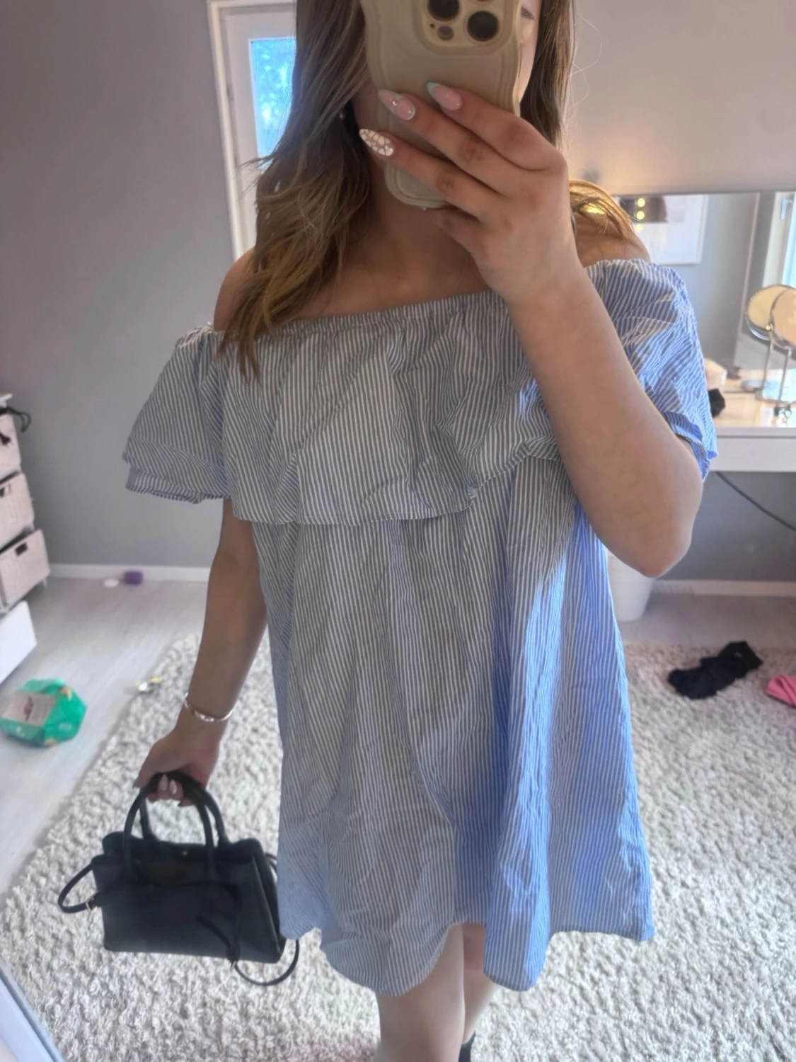 Randig offshoulder sommarklänning - 2