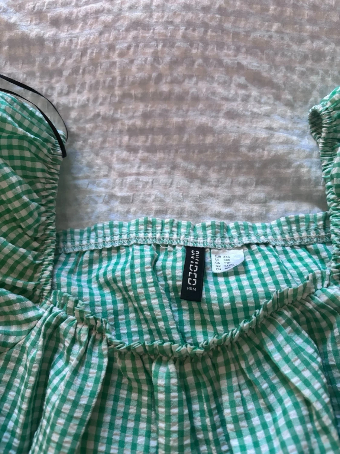 Grön rutig off-shoulder topp - 2
