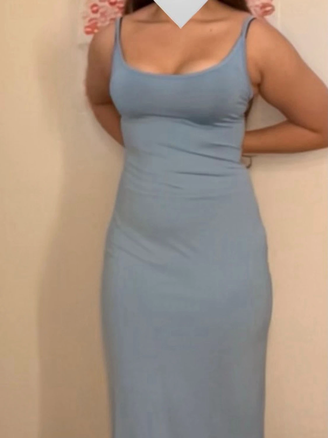 Ljusblå tight långklänning - 1