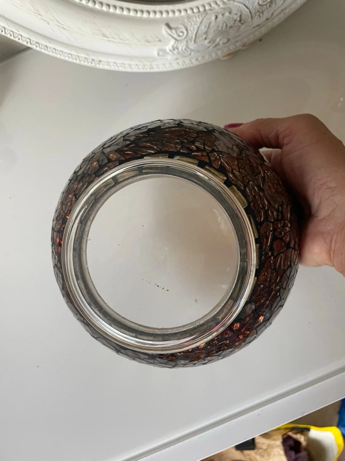 Mosaikskål med bruna och guld detaljer - 1