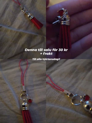 Blandat smycken - Snyggt vitt armband med två silverfärgade berlocker. Ena berlocken är rund med texten 'she believed she could so she did' och den andra är rektangulär med motiverande ord. Armbandet har justerbar kedja och är handgjort. Även en nyckelring. 100kr för allt