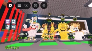Stealabrainrot - Upplev ett färgstarkt Roblox-spel där du kan samla unika figurer som Ketchuru and Mutsuru och Spaghetti Toilet! Spelet har en lekfull grafikstil med blockiga, tecknade karaktärer i gult, vitt och rosa. Perfekt för dig som gillar samlarspel och roliga utmaningar.