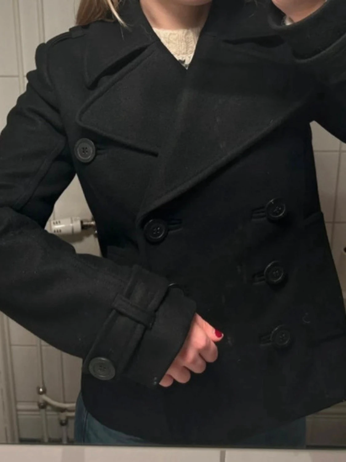 Svart skepparkavaj med dubbelknäppning - 1