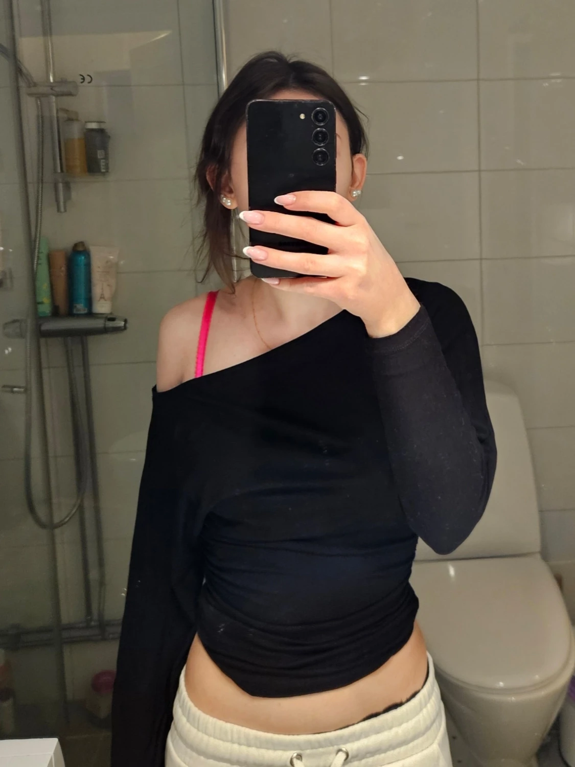 Svart offshoulder långärmad topp