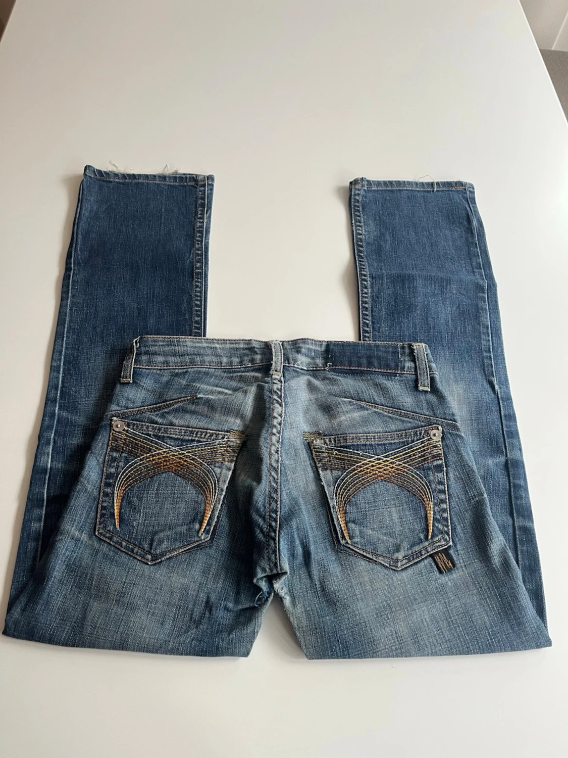 Blå bootcut low waist jeans  - 1