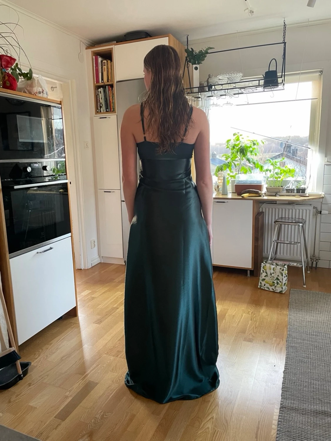 Mörkgrön balklänning (extra lång) från by Stina - 3