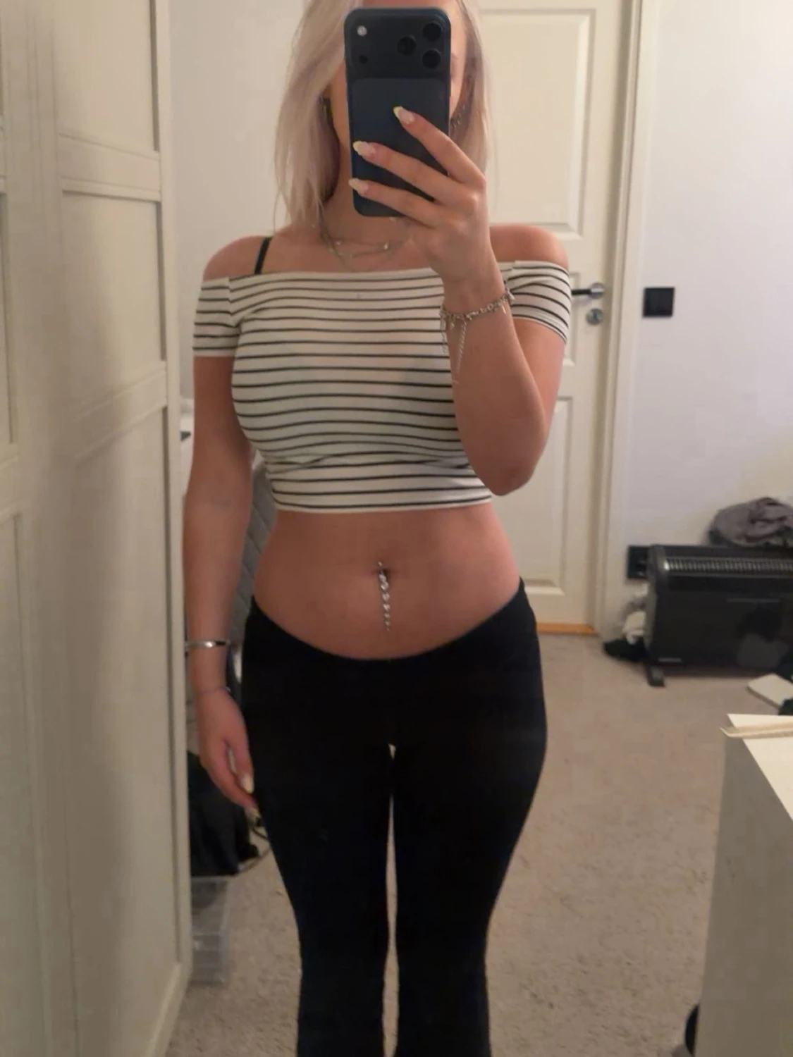 Randig offshoulder topp