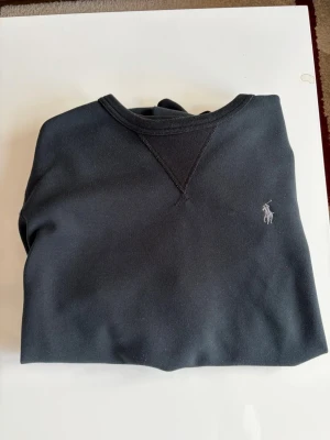 Svart sweatshirt från Polo Ralph Lauren - Klassisk svart sweatshirt från Polo Ralph Lauren med rund halsringning och diskret broderad logga på bröstet. Tröjan har ribbade muddar vid ärmslut och nederkant. Perfekt basplagg för en clean och stilren look. Använd ett fåtal gånger och är i fint skick, skriv vid minsta fundering🙌🏻🙌🏻