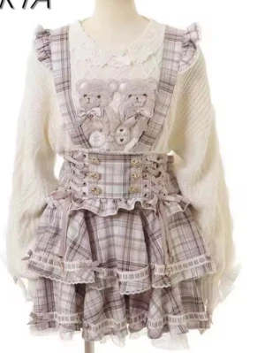 Jirai kei kjol - Säljer också tröjan, kjolen passar L M  och XL, aldrig använd så helt ny, köpte för typ 600 på aliexpress, materialet är sjukt bra! 