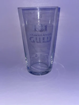 Norrlands Guld ölglas - Säljer ett klassiskt ölglas från Norrlands Guld. Glaset är genomskinligt med logga och text ingraverad på framsidan. Perfekt för dig som vill ha ett snyggt glas till ölen eller samlingen.