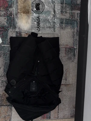 Svart dunjacka från Canada Goose - Säljer en svart dunjacka från Canada Goose i modellen Fusion XS. Jackan har en avtagbar pälskrage och klassisk patch på ärmen. Perfekt för kalla vinterdagar med sin tjocka dunfyllning och stilrena design.