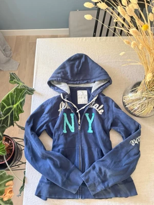 Blå Aeropostale hoodie med dragkedja - Snygg blå hoodie från Aeropostale med dragkedja framtill. Storlek XL men passar mindre.