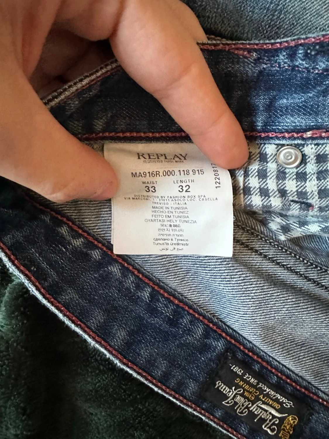 Blå slitna jeans från Replay - 3