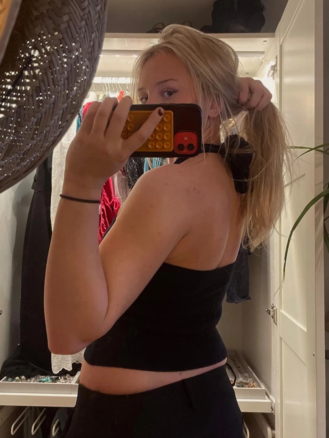 Svart ribbad halterneck topp - 1