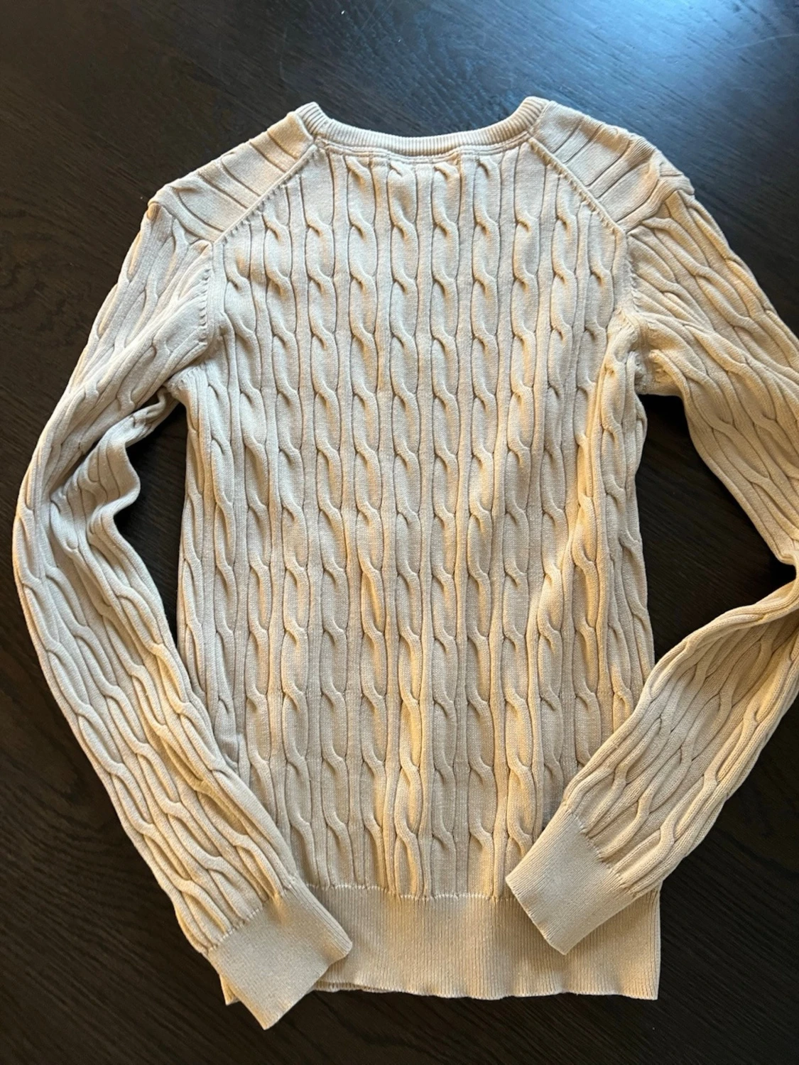 Beige kabelstickad tröja Morris - 2