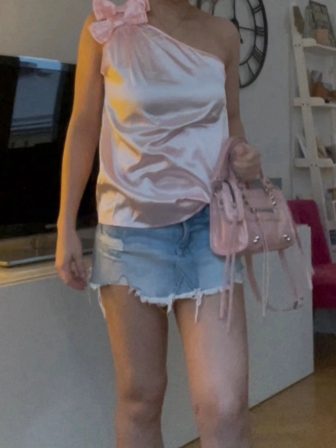 Ljusrosa satin  topp - 1