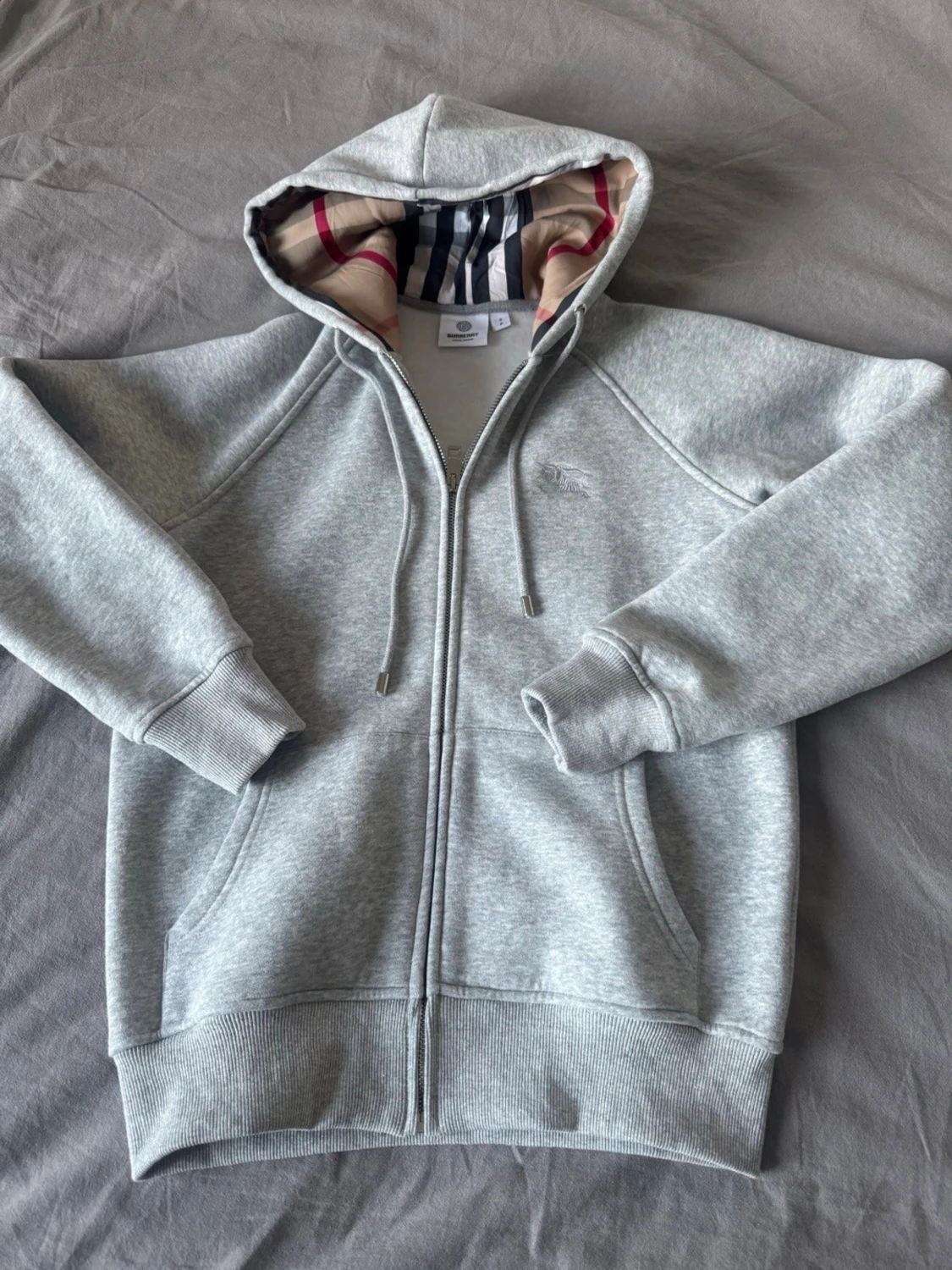 Grå zip hoodie från Burberry