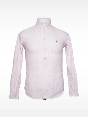 Rosa och vit randig skjorta Polo Ralph Lauren - Klassisk långärmad skjorta från Polo Ralph Lauren i rosa och vitt randigt mönster. Skjortan har button-down krage, broderad logga på bröstet och knäppning framtill. Tillverkad i bomull för en bekväm känsla och snygg passform. Perfekt för sommaren