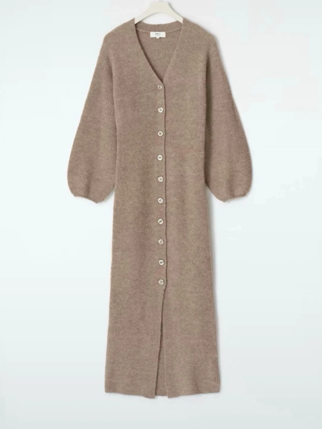 Beige lång stickad klänning/kofta