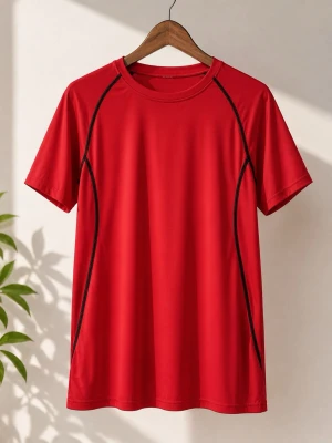 Snygg Röd Träning’s T- Shirt - Storlek: S, Material: 100 % Polyester, utmärkt skick!