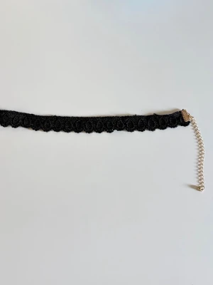 Svart spetschoker  - Chokerhalsband i svart spets med rundad, blommig design. Justerbart med kedja. Perfekt för att ge en edgy och trendig touch till din outfit.