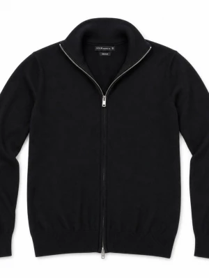 Svart ziptröja från SCW - Snygg svart ziptröja från SCW i storlek M med hög krage och hel dragkedja framtill. Tröjan har ribbade muddar vid ärmslut och nederkant, perfekt för en clean och stilren look. Tillverkad i mjukt material som känns skönt mot huden.
