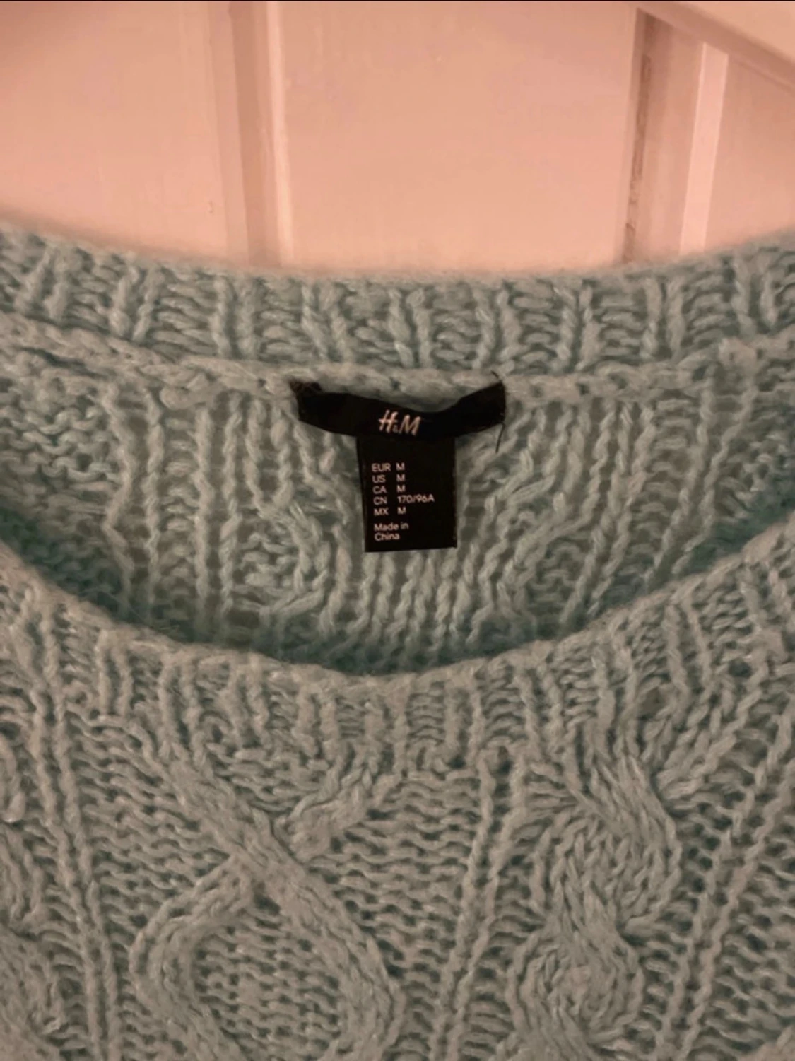 Ljusblå kabelstickad tröja H&M - 1