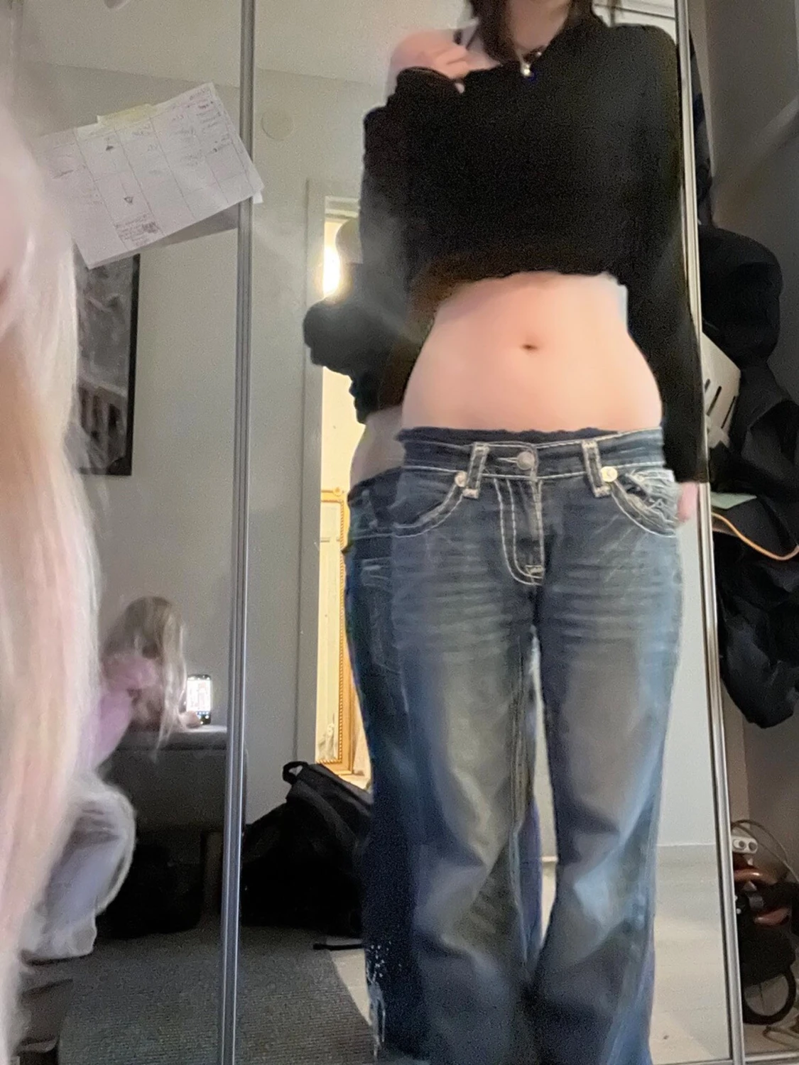 Blå baggy jeans med låg midja true religion