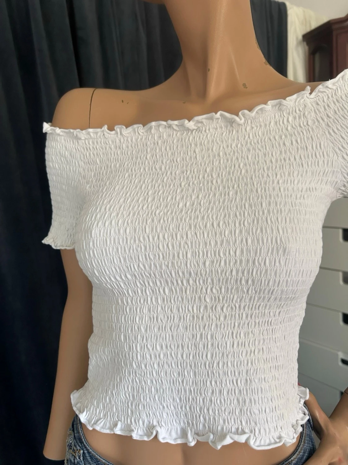 Vit offshoulder topp - 1