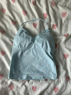 Ljusblå top - Säljes en härlig ljusblå halterneck sporttopp i storlek S. Jättebra skick. Påminner mig om Dfynes impact tops.🤍 