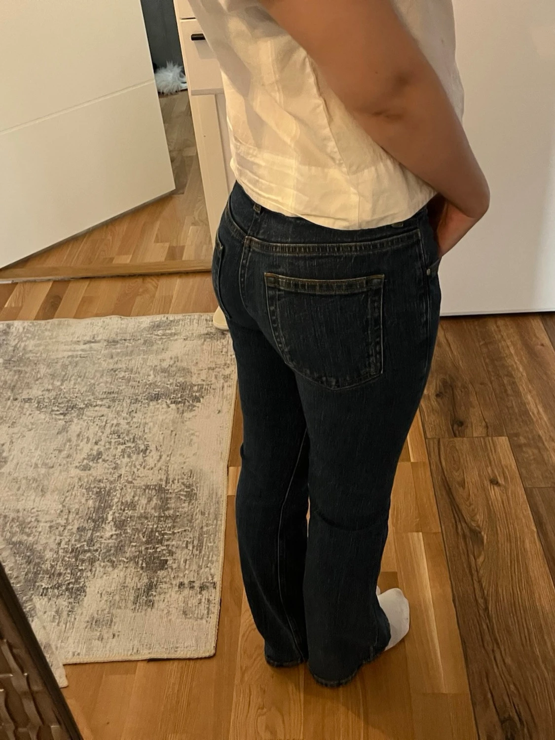 Blå bootcut jeans med låg midja - 4