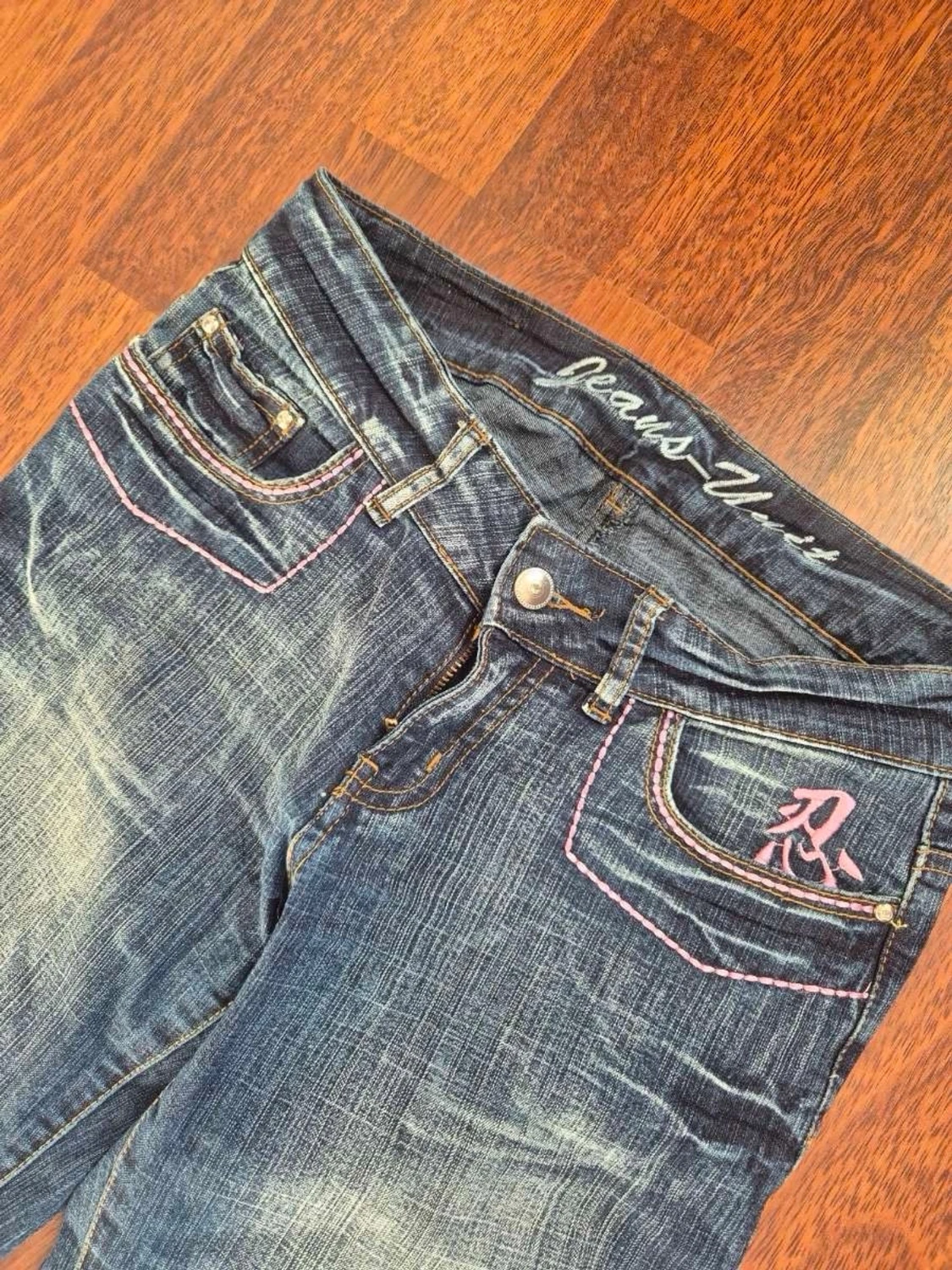 Blå bootcut jeans med broderi - 3