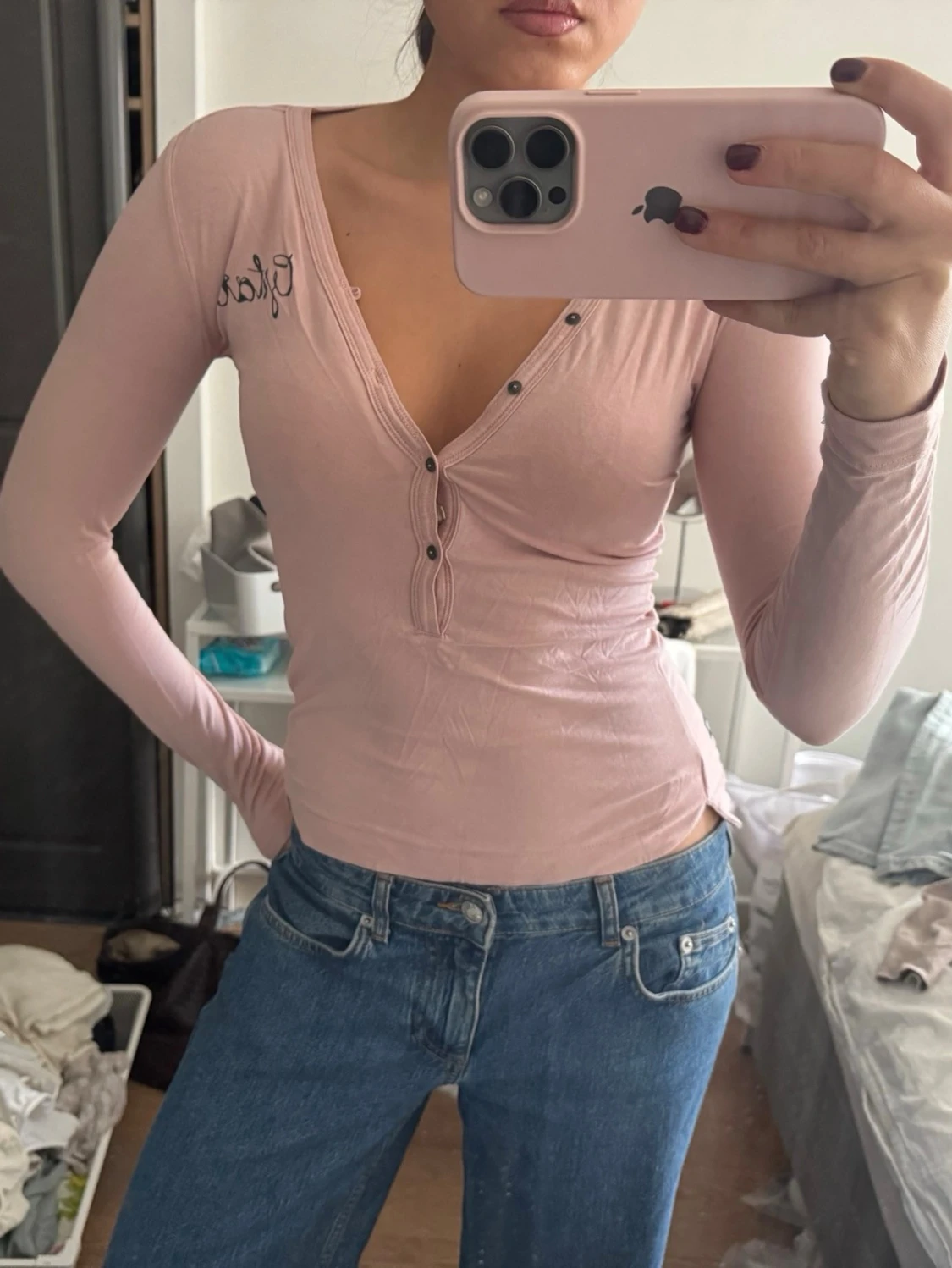 Ljusrosa långärmad topp  - 3