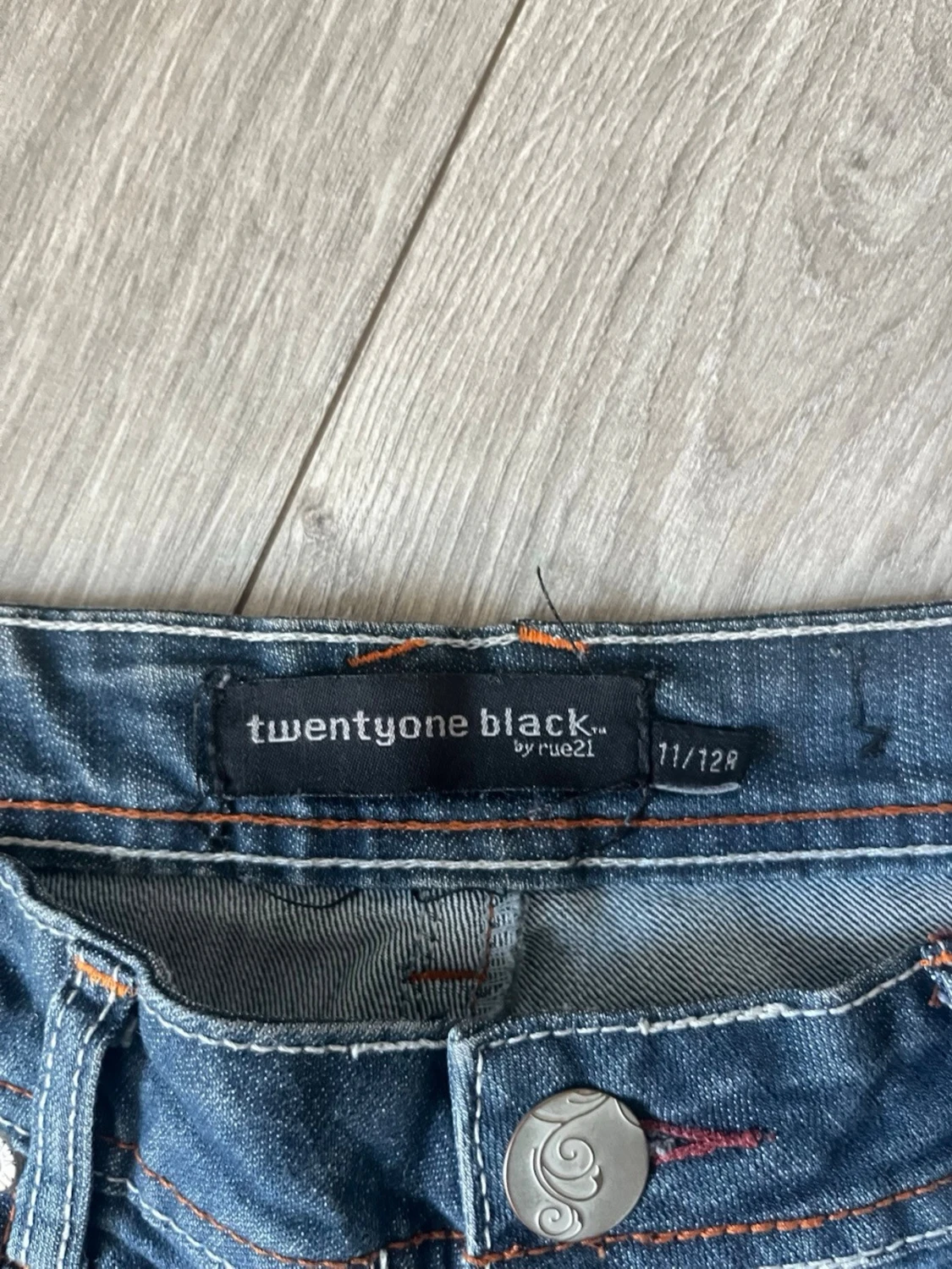 Mörkblå bootcut jeans lågmidjade med fickor - 4