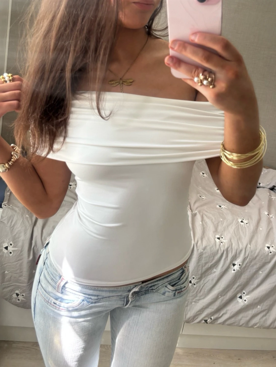 Vit offshoulder topp - 1