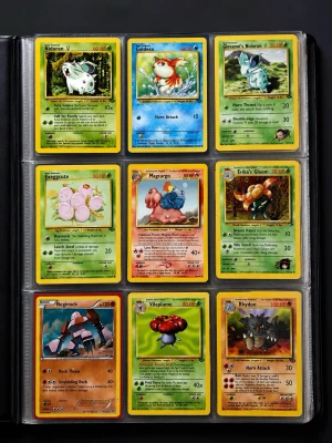 Pokémonkort samling i plastfickor mycket bra och vintage kort finns bra värde med holos i - Samling med kort mycket fina finns holos dessa är bra inverterade kort som kan gå upp i pris i framtiden 