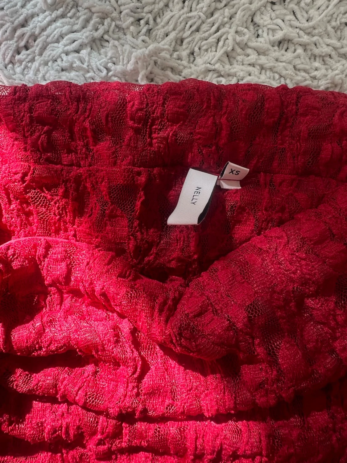 Röd offshoulder mesh topp - 2