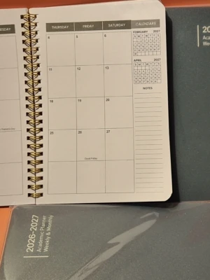 2026-2027 Academic Planner Weekly & Monthly - This "Academic Planner Weekly & Monthly" for 2026-2027 is a spiraled calendar that offers both weekly and monthly reviews. It is designed to help with planning and organization during the academic year. If you need both black and pink so just let me know i will change the price. If you pay for one so i will send one of them. If you order during opening hours of post office so i will send it to you same day.  You can pick up as well