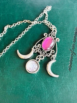 Moon necklace stainless steel - Moon necklace in stainless steel with beautiful stones. Unknown brand.