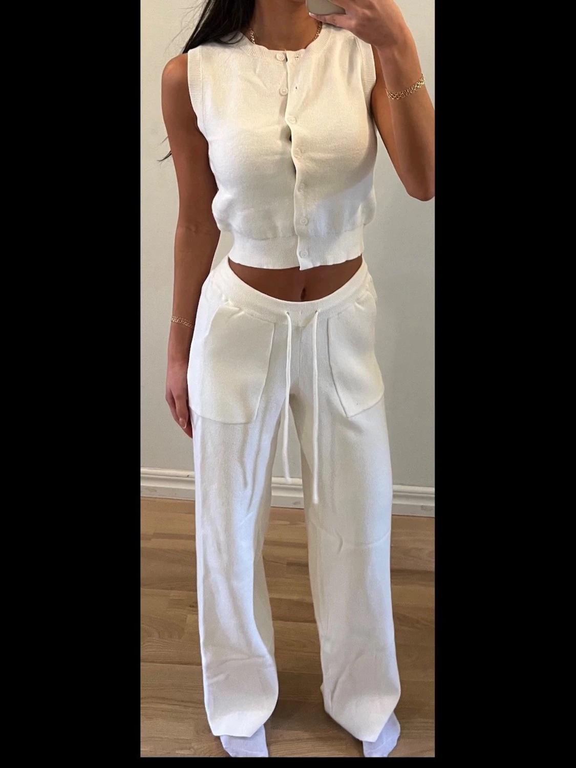Vit stickat loungewear-set - 1
