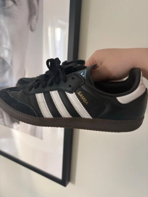 Adidas Samba svartvita sneakers - Säljer mina adidas samba i storlek 36 2/3. Köptes sommaren 2024 och användes bara några gånger under sommaren men de är lite slitna men skulle ändå säga att de är i väldigt bra skick. Säljer dom då de inte kommer till användning. Nypris 1345kr
