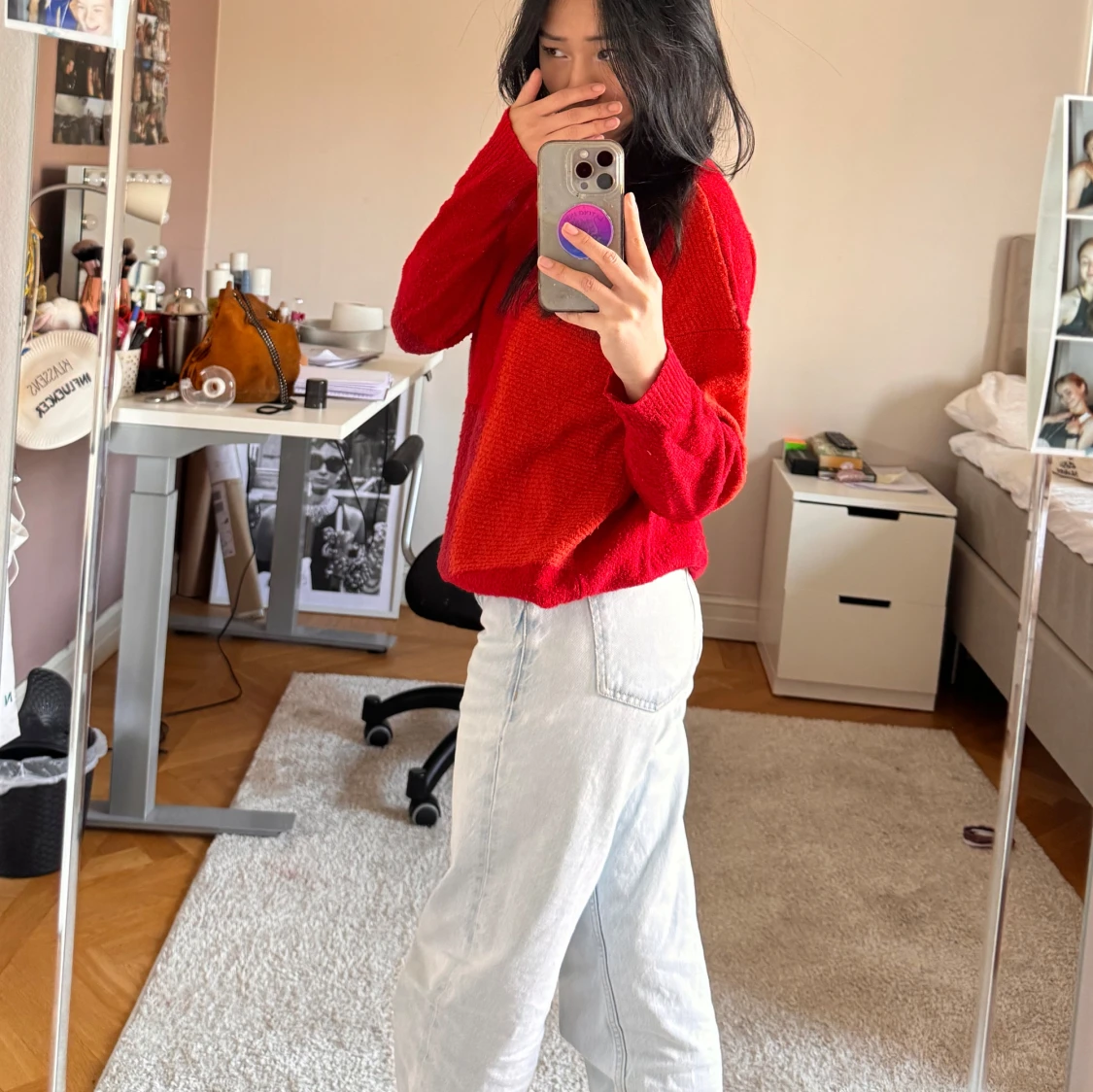 Röd stickad tröja från ONLY - 1