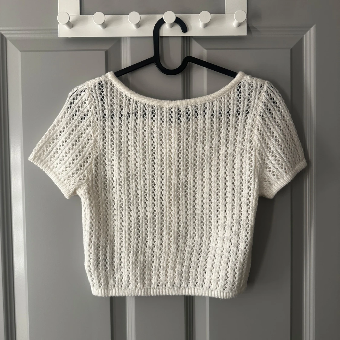 Vit stickad kortärmad topp från H&M - 3