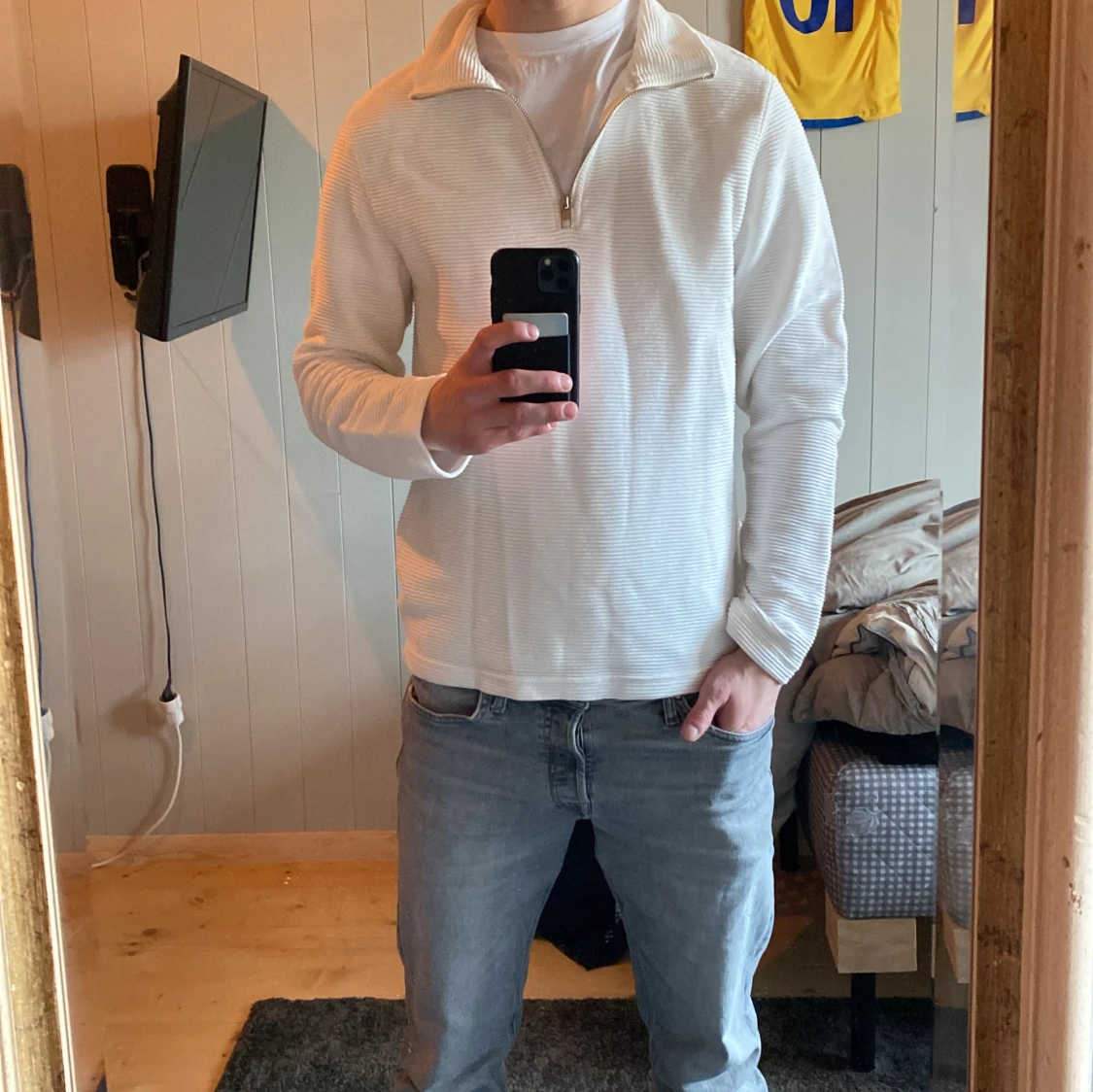 Vit Half zip tröja från H&M